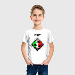 Футболка хлопковая детская Команда Италии, цвет: белый — фото 2
