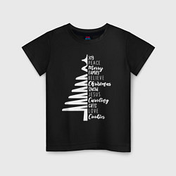 Футболка хлопковая детская Christmas tree - is happiness, цвет: черный