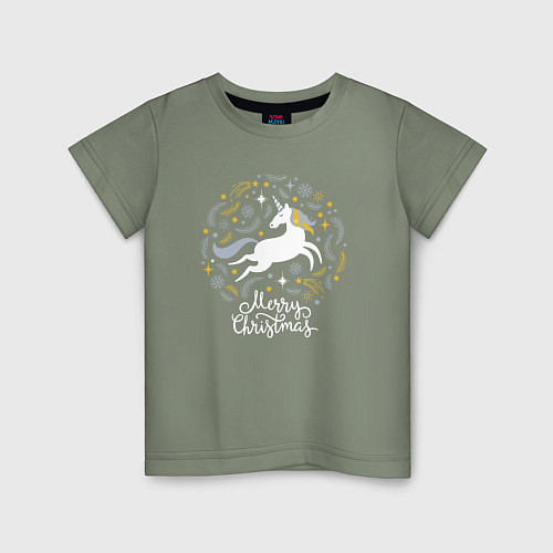 Детская футболка Unicorn christmas / Авокадо – фото 1