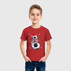 Футболка хлопковая детская Soccer snowman, цвет: красный — фото 2