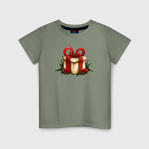 Детская футболка Новогодний подарок сюрприз / Авокадо – фото 1