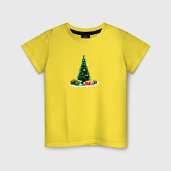 Футболка хлопковая детская Рождественская ёлка, цвет: желтый
