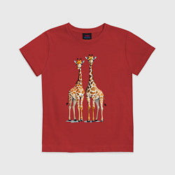 Футболка хлопковая детская Друзья-жирафы, цвет: красный