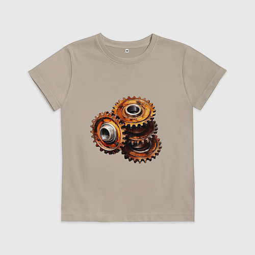 Детская футболка Ржавые шестеренки / Миндальный – фото 1