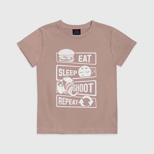 Детская футболка Еда сон фото / Пыльно-розовый – фото 1