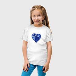 Футболка хлопковая детская Синее алмазное сердце, цвет: белый — фото 2