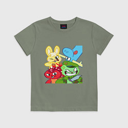 Футболка хлопковая детская Four happy tree friends, цвет: авокадо