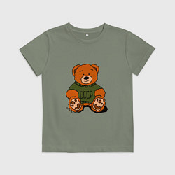 Футболка хлопковая детская Мишка родом из СССР, цвет: авокадо