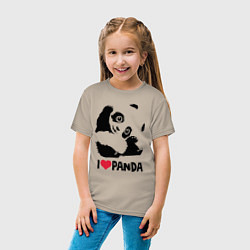 Футболка хлопковая детская I love panda, цвет: миндальный — фото 2