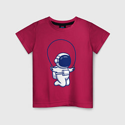 Футболка хлопковая детская Космонавт со скакалкой, цвет: маджента