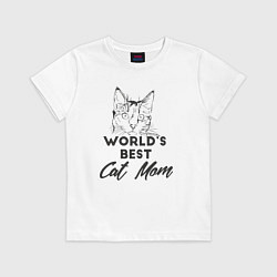 Футболка хлопковая детская Лучшая мама кошек в мире, цвет: белый