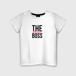 Футболка хлопковая детская The real boss, цвет: белый