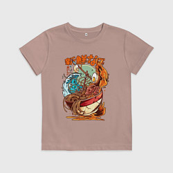 Футболка хлопковая детская Рамен японский суп, цвет: пыльно-розовый