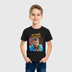 Футболка хлопковая детская Не пью - портрет Марата слово пацана, цвет: черный — фото 2