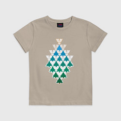 Футболка хлопковая детская Ангелы и Елочки -рождественская метаморфоза в стил, цвет: миндальный