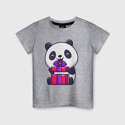 Футболка хлопковая детская Панда с подарком, цвет: меланж