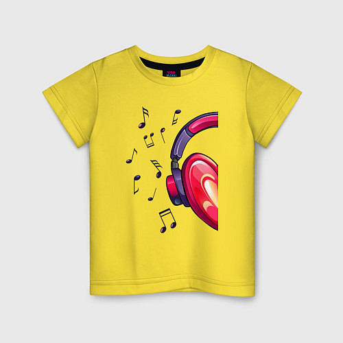Детская футболка The heart in the headphones right / Желтый – фото 1