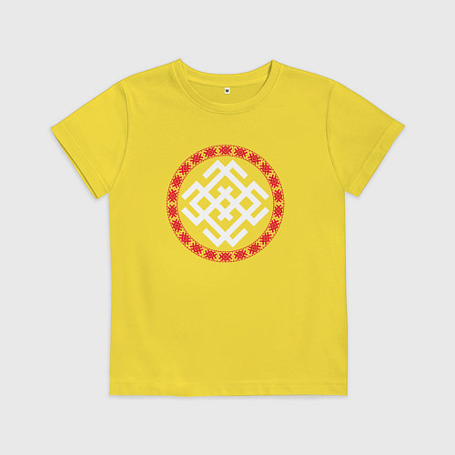 Детская футболка Символ оберег белобога в кольце / Желтый – фото 1