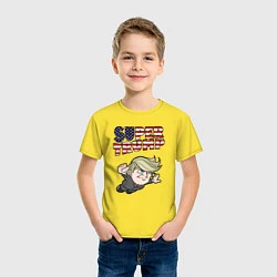 Футболка хлопковая детская Супер Трамп, цвет: желтый — фото 2