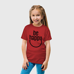 Футболка хлопковая детская Смайлик - будь счастлив, цвет: красный — фото 2