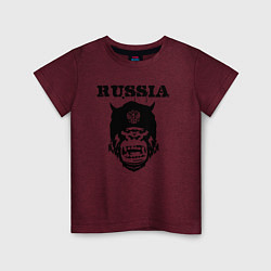 Футболка хлопковая детская Russian gorilla, цвет: меланж-бордовый