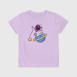 Футболка хлопковая детская Рыбалка на Сатурне, цвет: лаванда