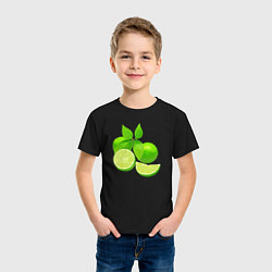Футболка хлопковая детская Лайм целиком с листьями, цвет: черный — фото 2