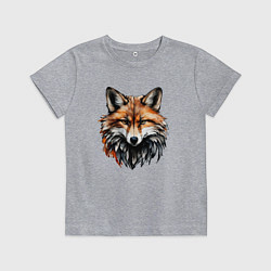 Футболка хлопковая детская Лисица в перьях, цвет: меланж