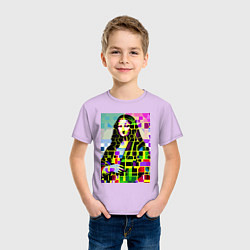 Футболка хлопковая детская Mona Lisa - mosaic pop art, цвет: лаванда — фото 2