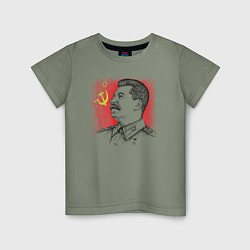 Футболка хлопковая детская Профиль Сталина СССР, цвет: авокадо