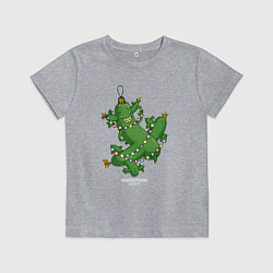Футболка хлопковая детская Новогодний огурец Кибердеревня, цвет: меланж