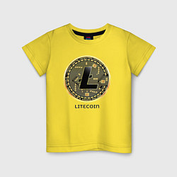 Футболка хлопковая детская Litecoin крипта, цвет: желтый