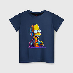 Футболка хлопковая детская Bart is an avid gamer, цвет: тёмно-синий