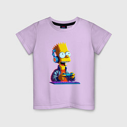 Футболка хлопковая детская Bart is an avid gamer, цвет: лаванда