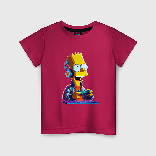 Детская футболка Bart is an avid gamer / Маджента – фото 1
