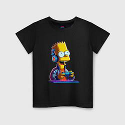 Футболка хлопковая детская Bart is an avid gamer, цвет: черный