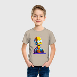 Футболка хлопковая детская Bart is an avid gamer, цвет: миндальный — фото 2