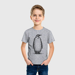 Футболка хлопковая детская Пингвин стоит, цвет: меланж — фото 2
