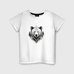Футболка хлопковая детская Геометрический медведь, цвет: белый
