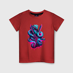 Футболка хлопковая детская Balisong flipping snake, цвет: красный