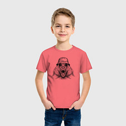 Футболка хлопковая детская Суслик в панаме и очках, цвет: коралловый — фото 2