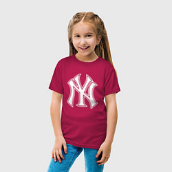 Футболка хлопковая детская New York yankees - baseball logo, цвет: маджента — фото 2