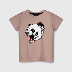 Футболка хлопковая детская Оскал панды, цвет: пыльно-розовый