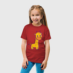 Футболка хлопковая детская Скромный жирафик, цвет: красный — фото 2