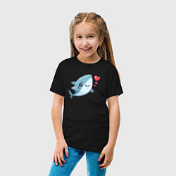 Футболка хлопковая детская Акула с сердечками, цвет: черный — фото 2