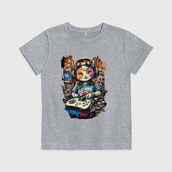 Футболка хлопковая детская Котейка геймер, цвет: меланж