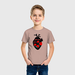 Футболка хлопковая детская My heart is yours, цвет: пыльно-розовый — фото 2