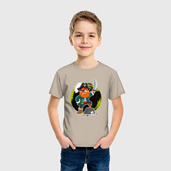 Футболка хлопковая детская Мультяшный пират, цвет: миндальный — фото 2