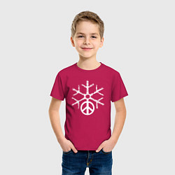 Футболка хлопковая детская Peace snow, цвет: маджента — фото 2
