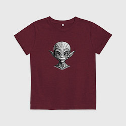 Футболка хлопковая детская Голова пришельца, цвет: меланж-бордовый